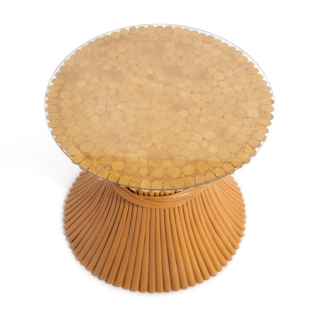 McGuire Wheat Side Table Reeded Bamboo Hourglass For Sale In Philadelphia - Image 6 of 10