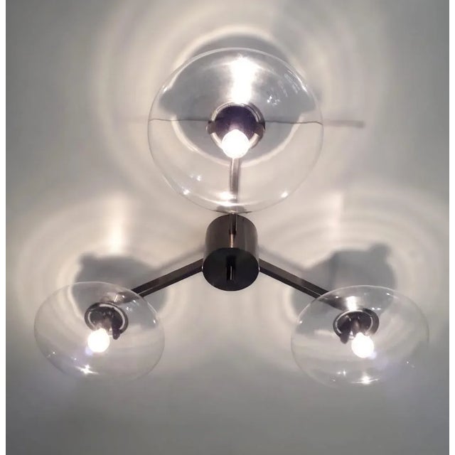 Tre Satin Black Nickel and Clear Glass Flush Mount by Fabio Ltd For Sale - Image 6 of 7