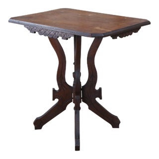 Antique Late Victorian Carved Walnut Parlor Side Table For Sale