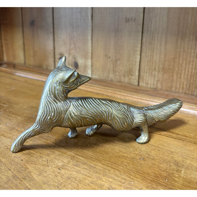 English Vintage Brass Fox Figure For Sale - Image 3 of 5