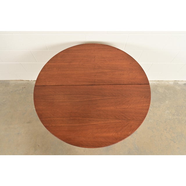 Brown Baker Furniture Style Antique Federal Flame Mahogany Flip Top Demilune Console Game Table, Circa 1920s For Sale - Image 8 of 14