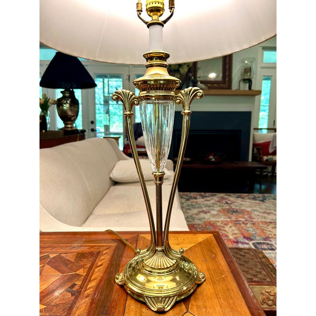 Neoclassical Neoclassical Crystal and Brass Table Lamps - A Pair For Sale - Image 3 of 4