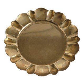 Hollywood Regency Round Brass Tray by Firma Lars Holmström, Sweden, 1940s For Sale