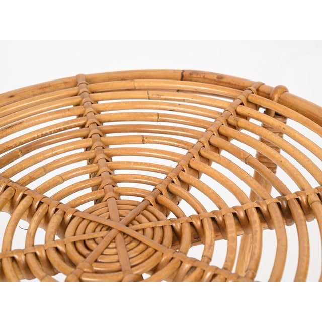 Wood Mid-Century Italian Organic Round Coffee Table in Rattan and Wicker, 1960s For Sale - Image 7 of 14