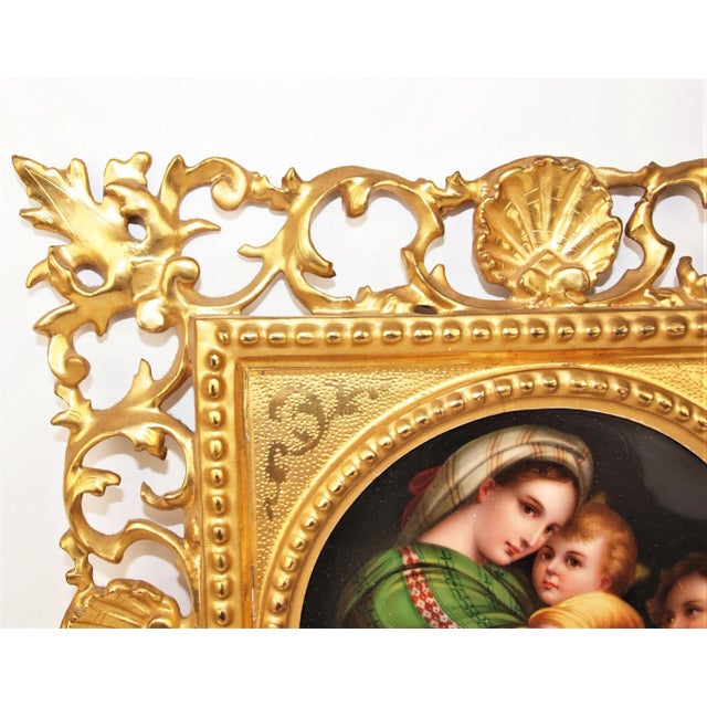 Religious 1920s Hand Painted Tile of the Madonna Della Seggiola, Framed For Sale - Image 3 of 7