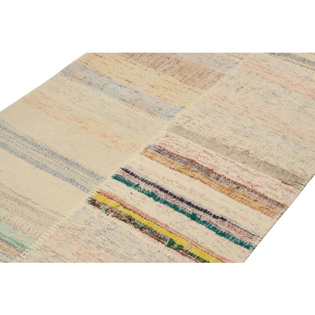 Rug & Kilim Rug & Kilim’s Patchwork Kilim Rug in Polychromatic Stripes For Sale - Image 4 of 6