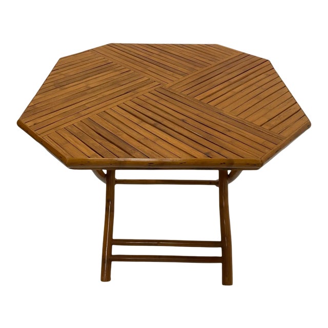 8 Sided Folding Bamboo Breakfast or Center Table For Sale