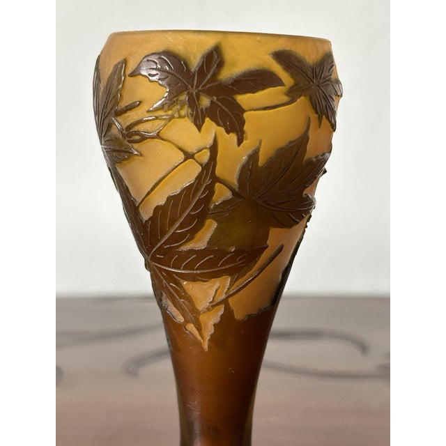Art Nouveau Maple Leaf Cameo Glass Vase from Emile Gallé, 1900s For Sale - Image 9 of 9