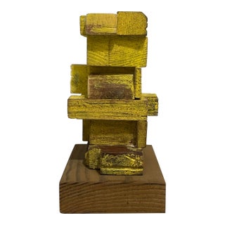 Tom Trubshaw (1971-), Colorful Geometric Abstract Wood Sculpture, Signed, Dated For Sale