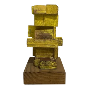 Tom Trubshaw (1971-), Colorful Geometric Abstract Wood Sculpture, Signed, Dated