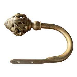 Vintage Brass Pineapple Curtain Tiebacks – Set of 6