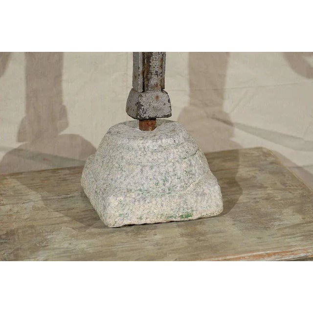 Mid 19th Century French 19th Century Large Size Forged Iron Finial in Granite Base For Sale - Image 5 of 11
