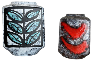 Fat Lava Ceramic Pottery Vases attributed to Strehla Ceramic, Germany, 1970s, Set of 2