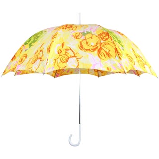 Vintage Floral Italian Handle Umbrella For Sale