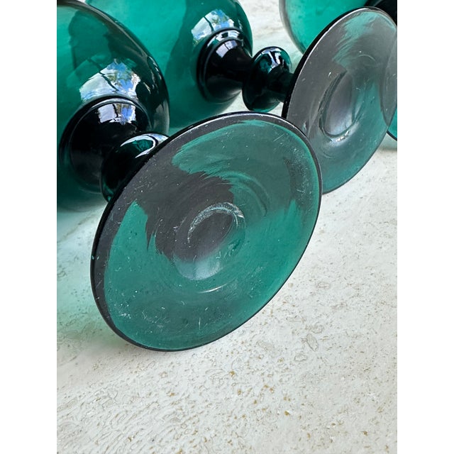 Green Antique Moretti Style Wine Glasses - Set of 6 For Sale In San Diego - Image 6 of 10