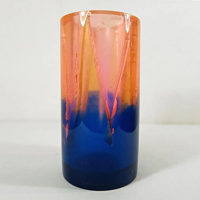 Postmodern Vintage Orange and Blue Resin Vase by Steve Zoller For Sale - Image 3 of 6