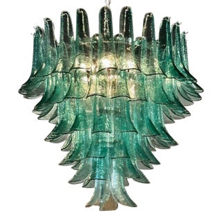Modern Saddle Shaped Green Murano Glass Chandelier For Sale