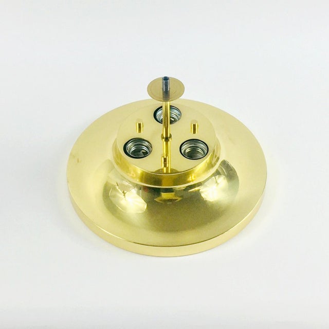 Large Mid-Century Floral Glass & Brass Ceiling Light from Limburg, Germany, 1970s For Sale - Image 10 of 13