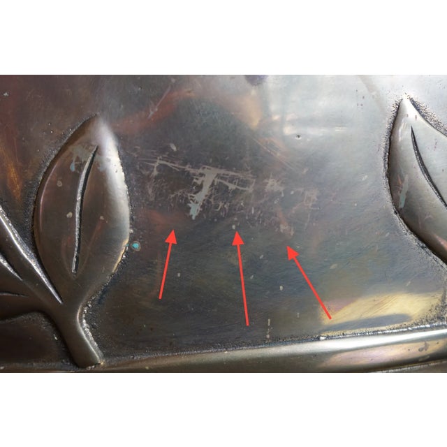 Vintage 1980s Dolbi Cashier Brass Globe Vase With Botanical Relief For Sale - Image 11 of 11