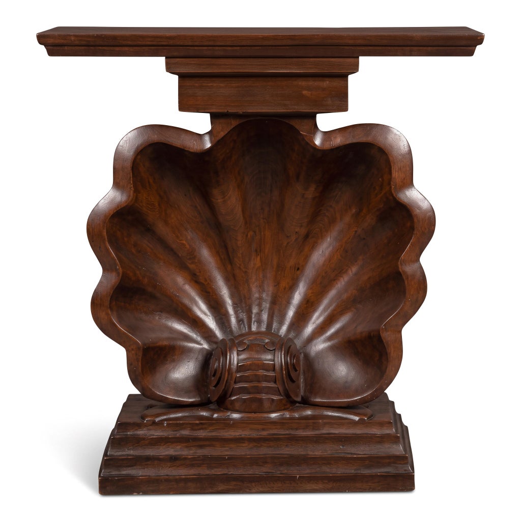 Hollywood Regency Style Carve Wood & Composition Shell Form