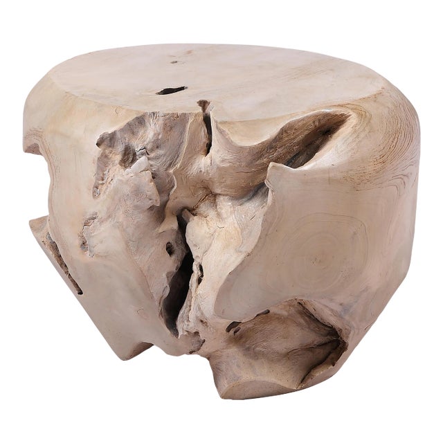 Bleached White Teak Root Accent or Side Table or Stool 29 For Sale
