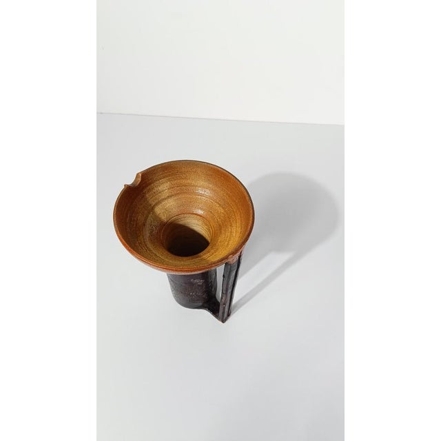 Italian Enamelled Earthenware Carafe Vase in Primitive Style, 1960s For Sale - Image 18 of 18