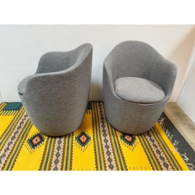 Textile Hlynur Atlason for Design Within Reach Lína Swivel Dining Chairs, Pair For Sale - Image 7 of 14