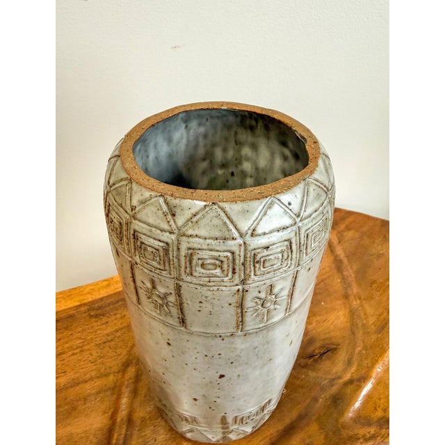Taupe Vintage Mid Century Signed Studio Pottery in the Style of Bitossi For Sale - Image 8 of 10