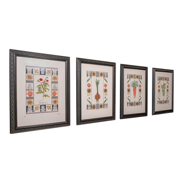 Set of 4 Vintage Embroidery Panels, English, Hand Finished, Limited Edition, Art For Sale