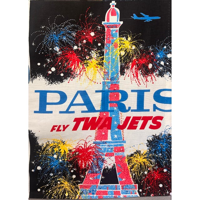 Mid 20th Century David Klein Twa Travel Banner Large Screen Print on Linen Mid Century Wall Art For Sale - Image 5 of 8