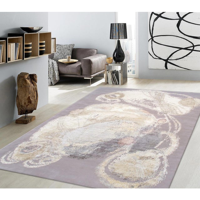 Modern Silk & Wool Ivory Area Rug- 9'11'' X 14' 5'' For Sale In New York - Image 6 of 6