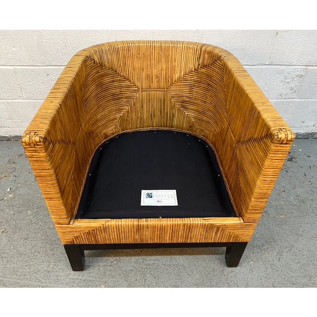Braxton Culler Geometric Woven Wicker Lounge Chair For Sale - Image 9 of 10