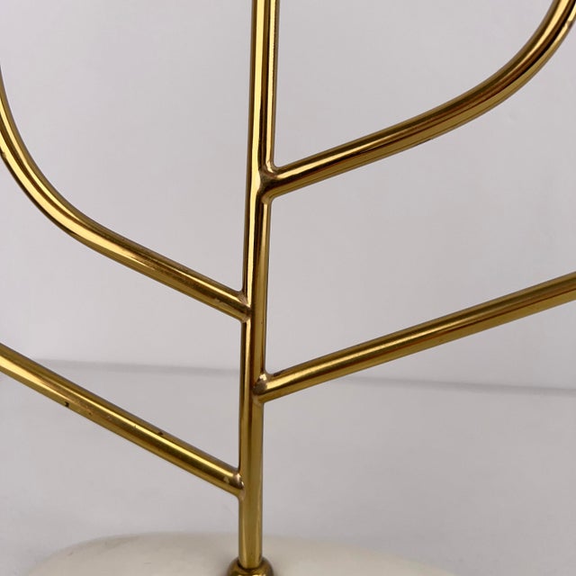 Mid-Century Candlestick Five-Flame in Brass and Porcelain by Helmut Krüger, Berlin, 1950s For Sale - Image 4 of 6
