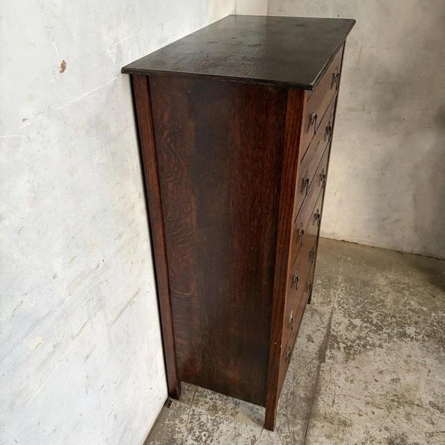 Antique Arts & Crafts Oak Tallboy Chest of Drawers For Sale - Image 6 of 7