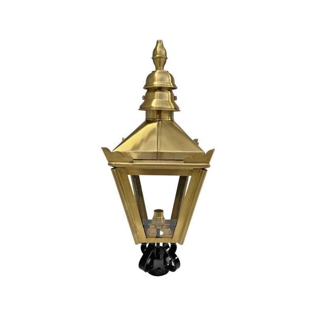 Traditional Brass Wall Lantern with Ornate Cast Iron Bracket For Sale - Image 6 of 15