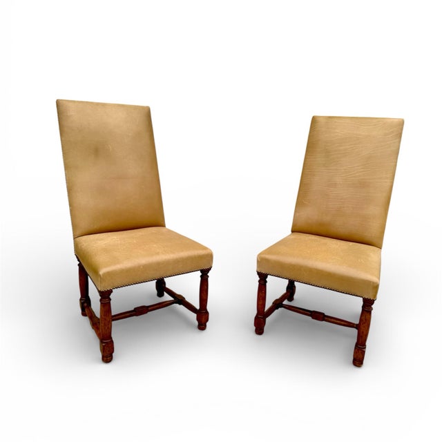 Tan Rose Tarlow Louis XIII Leather Dining Side Chairs- A Set of 8 For Sale - Image 8 of 13