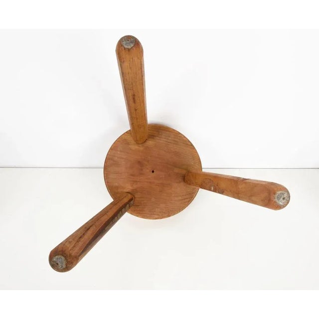 Mid-Century French Modern Wooden Tripod Stool in the style of Charlotte Perriand, 1950s For Sale - Image 11 of 18
