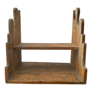 Late 19th Century Primitive Wall Shelf With Little Bits of Worn Blue Paint For Sale