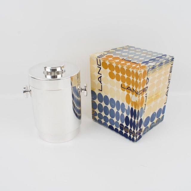 Metal Lancel Paris Modernist Barware Silver Plate Ice Bucket Cooler, circa 1970 For Sale - Image 7 of 13