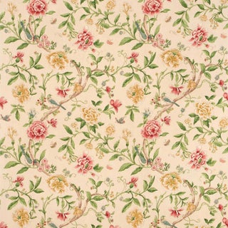 Sanderson Porcelain Garden Fabric in Red/ Beige For Sale