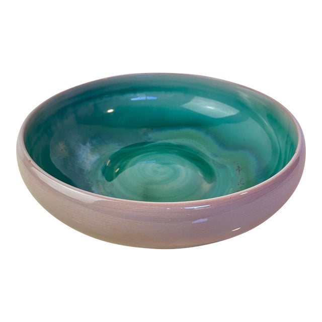Vintage Stangl Pottery Terra Rose Bowl, Mauve & Turquoise Swirl, Trenton Nj For Sale