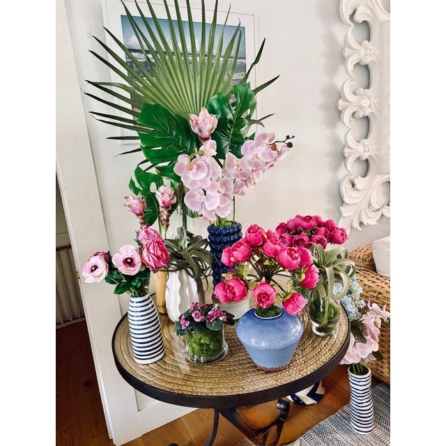 Blue Azure Palm Orchid Arrangment For Sale - Image 8 of 9
