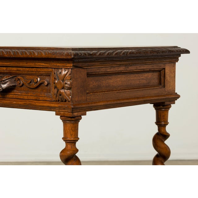 Late 19th Century French Henry II Carved Oak Writing Desk For Sale - Image 9 of 18