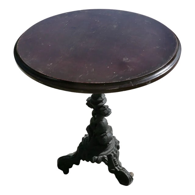 Cast Iron and Oak Pub Table, 1950s For Sale