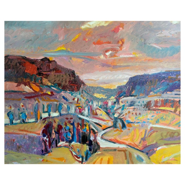 Jean Krillé, Landscape No. 88, Oil on Wood, 1986 For Sale