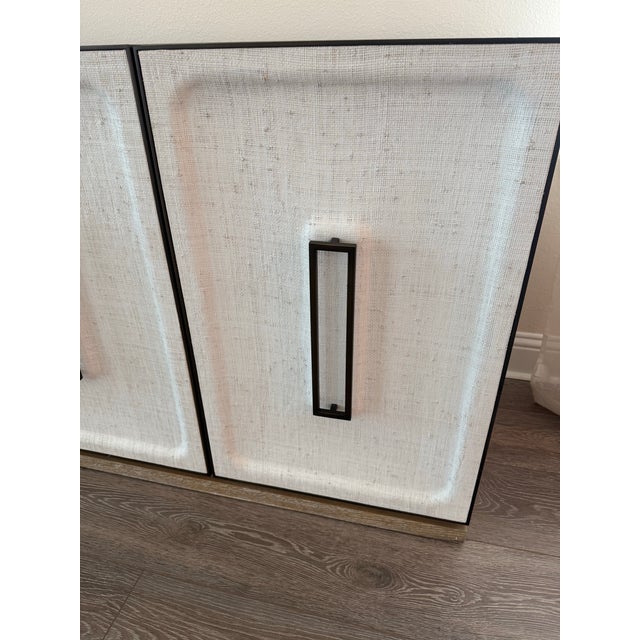 Linen Uttermost/Revelation White Linen 3-Door Cabinet For Sale - Image 8 of 12