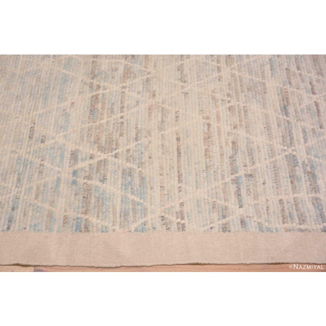 2020s Tribal Light Blue Moroccan Berber Beni Ourain Pattern Modern Area Rug For Sale - Image 5 of 6