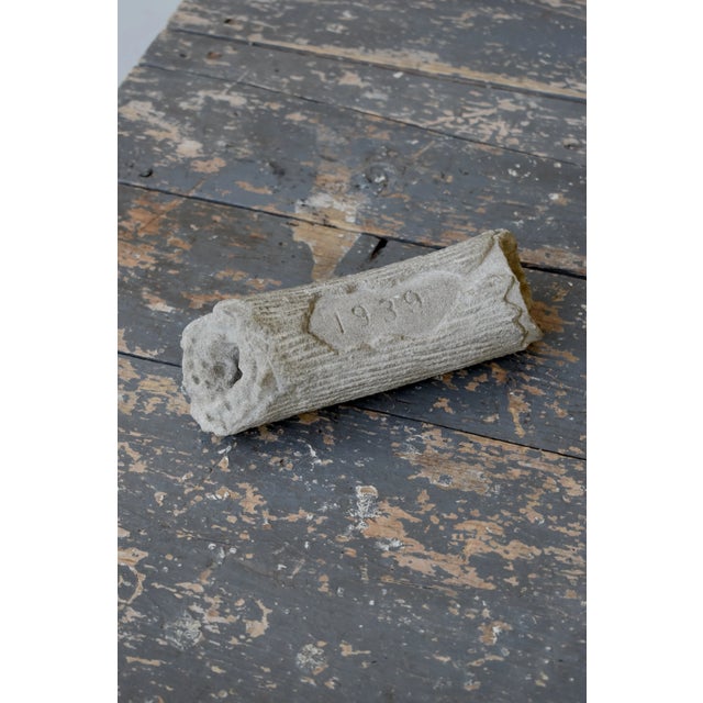1930s Vintage Memento Mori Carved Stone Log Inscribed, "1939" For Sale - Image 5 of 14
