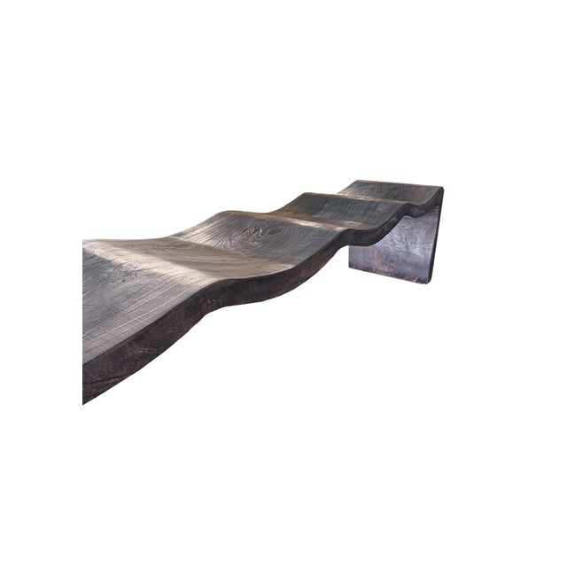 Monumental Sculptural Mango Wood Bench With Burnt Espresso Finish For Sale - Image 9 of 10