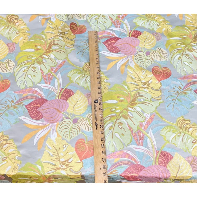 Tropical Botanical Woven Silk Upholstery Fabric Made in India 2.75 Yards For Sale - Image 9 of 11